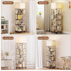 4-Tier Rotating Bookshelf Storage Rack Oak Colour