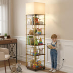 4-Tier Rotating Bookshelf Storage Rack Oak Colour