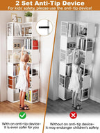 4-Tier Rotating Bookshelf Storage Rack Oak Colour