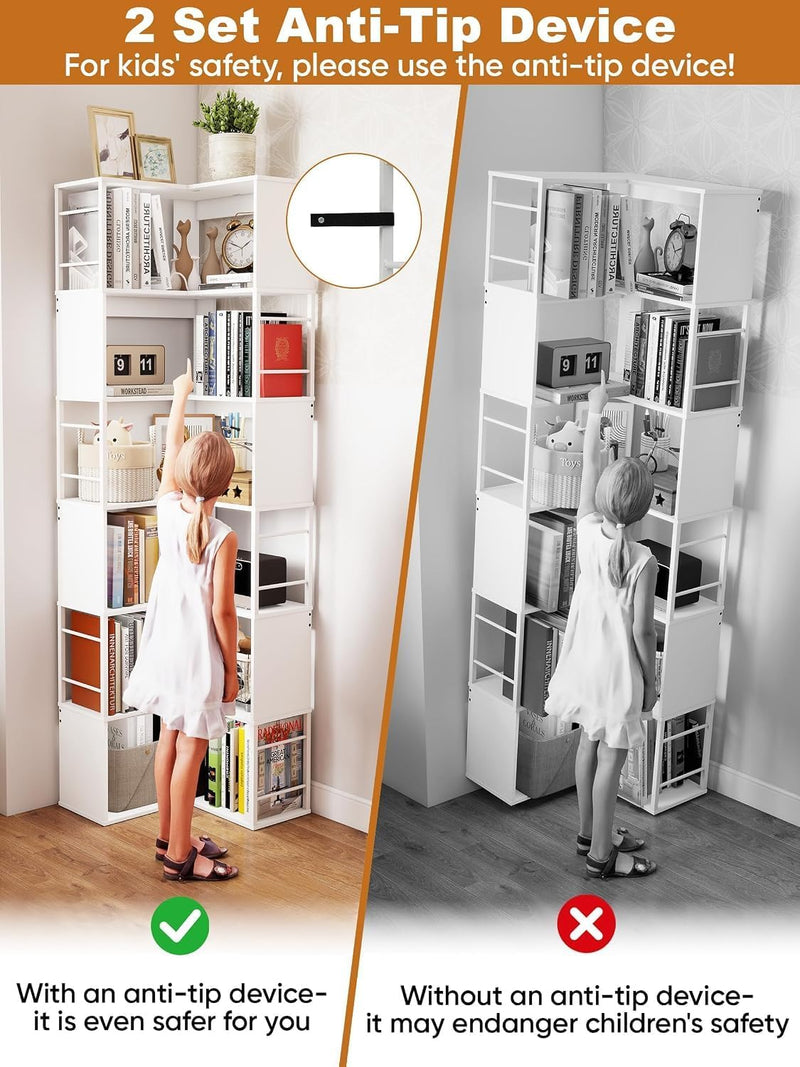 4-Tier Rotating Bookshelf Storage Rack Oak Colour