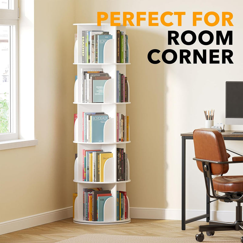 4-Tier Rotating Bookshelf Tower Spinning Lazy Susan