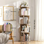 4-Tier Rotating Bookshelf Wooden Tower Spinning Kids Floor