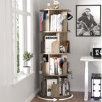 4-Tier Rotating Bookshelf Wooden Tower Spinning Kids Floor