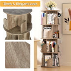 4-Tier Rotating Bookshelf Wooden Tower Spinning Kids Floor