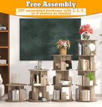 4-Tier Rotating Bookshelf Wooden Tower Spinning Kids Floor
