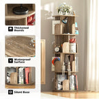 4-Tier Rotating Bookshelf Wooden Tower Spinning Kids Floor