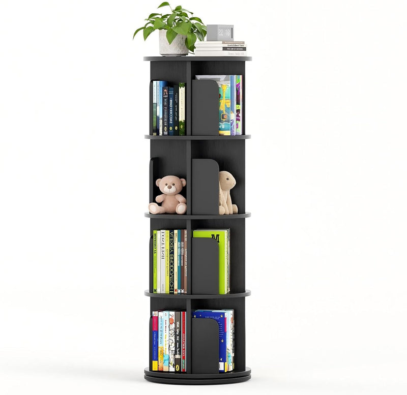 4-Tier Rotating Kids Bookshelf Wooden Small Corner