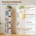4-Tier Rotating Kids Bookshelf Wooden Small Corner