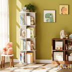 4-Tier Rotating Kids Bookshelf Wooden Small Corner