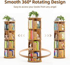 4-Tier Rotating Kids Bookshelf Wooden Small Corner
