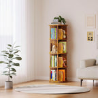 4-Tier Rotating Kids Bookshelf Wooden Small Corner