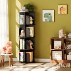 4-Tier Rotating Kids Bookshelf Wooden Small Corner