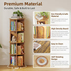 4-Tier Rotating Kids Bookshelf Wooden Small Corner
