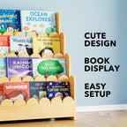 4-Tier Scalloped Bookshelf Montessori Bookcase for Toddlers