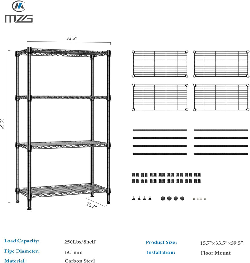 4 Tier Shelf Metal Storage Shelves Wire Rack