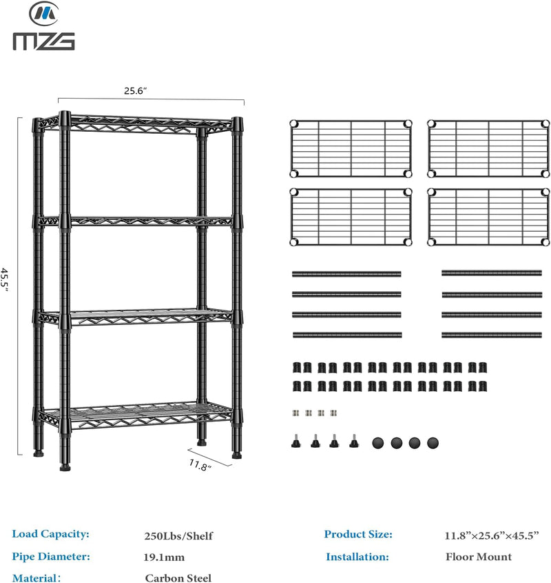 4 Tier Shelf Metal Storage Shelves Wire Rack