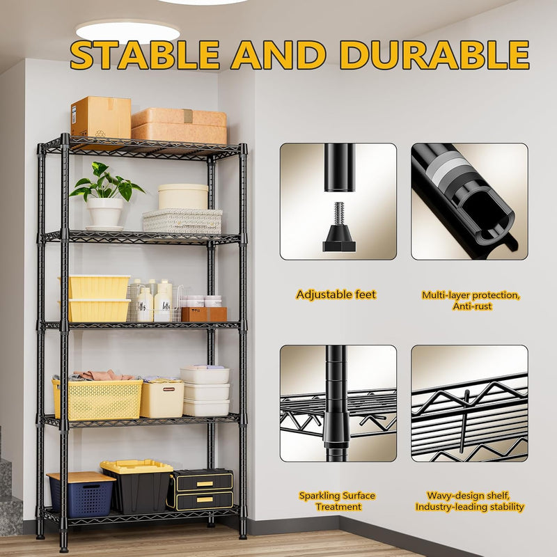 4 Tier Shelf Metal Storage Shelves Wire Rack