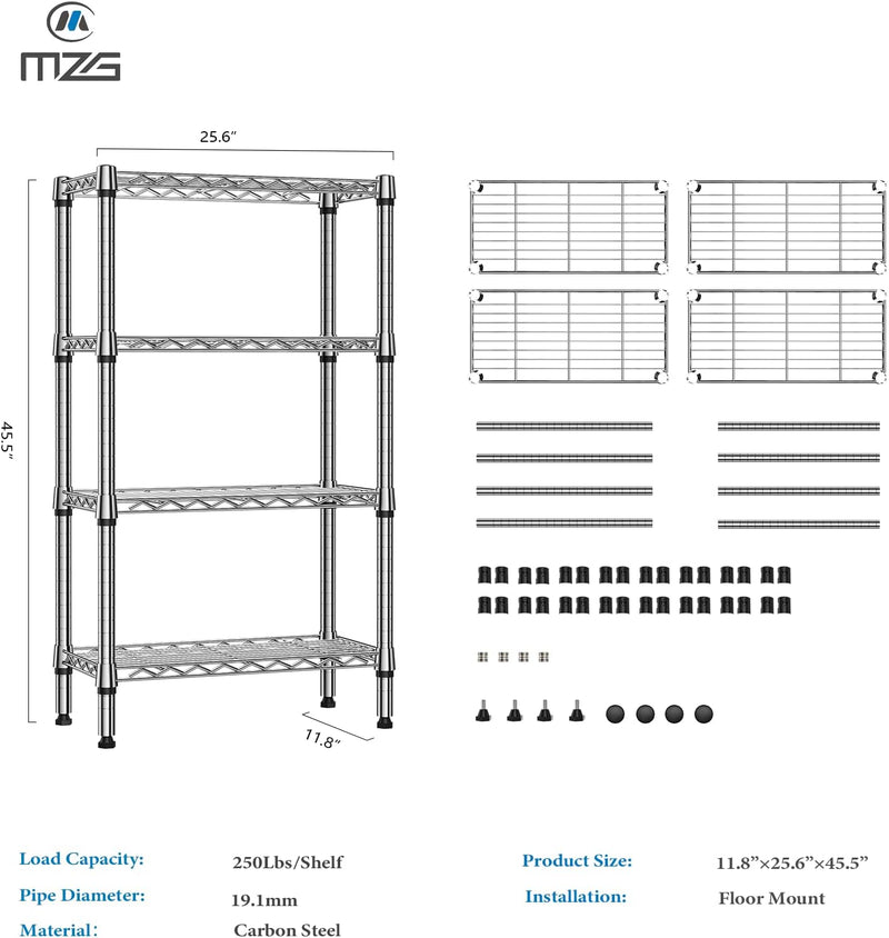 4 Tier Shelf Metal Storage Shelves Wire Rack