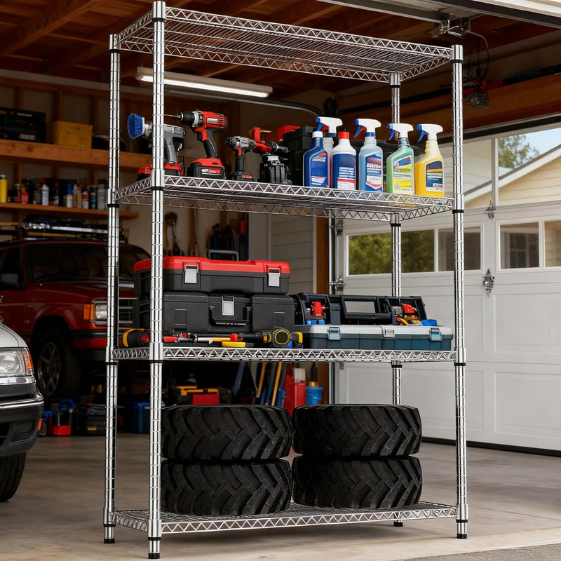 4 Tier Shelf Metal Storage Shelves Wire Rack