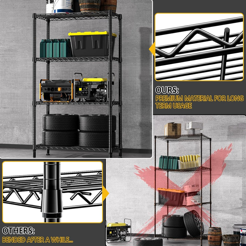 4 Tier Shelf Metal Storage Shelves Wire Rack