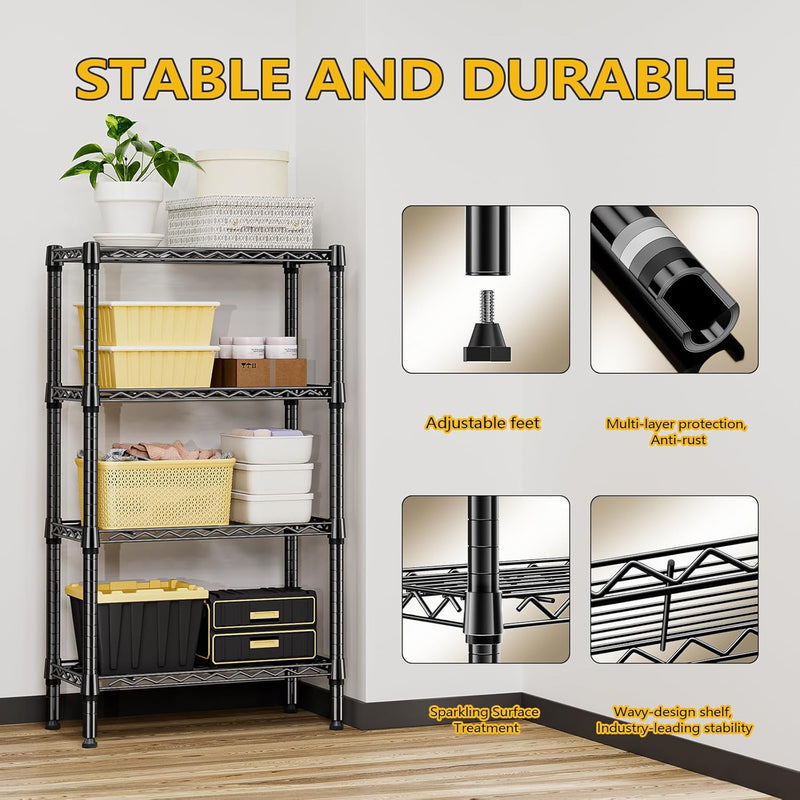 4 Tier Shelf Metal Storage Shelves Wire Rack
