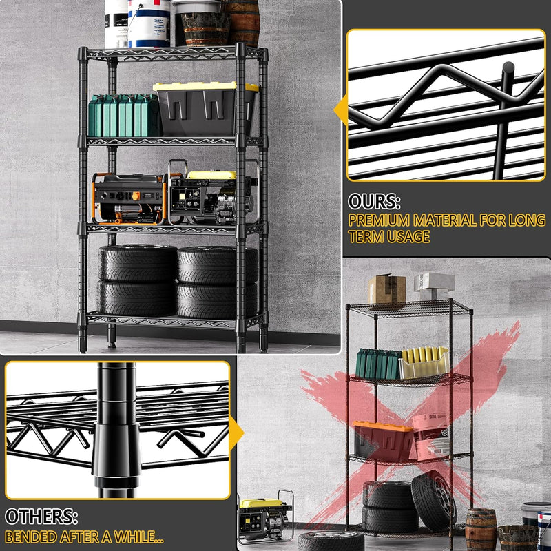 4 Tier Shelf Metal Storage Shelves Wire Rack
