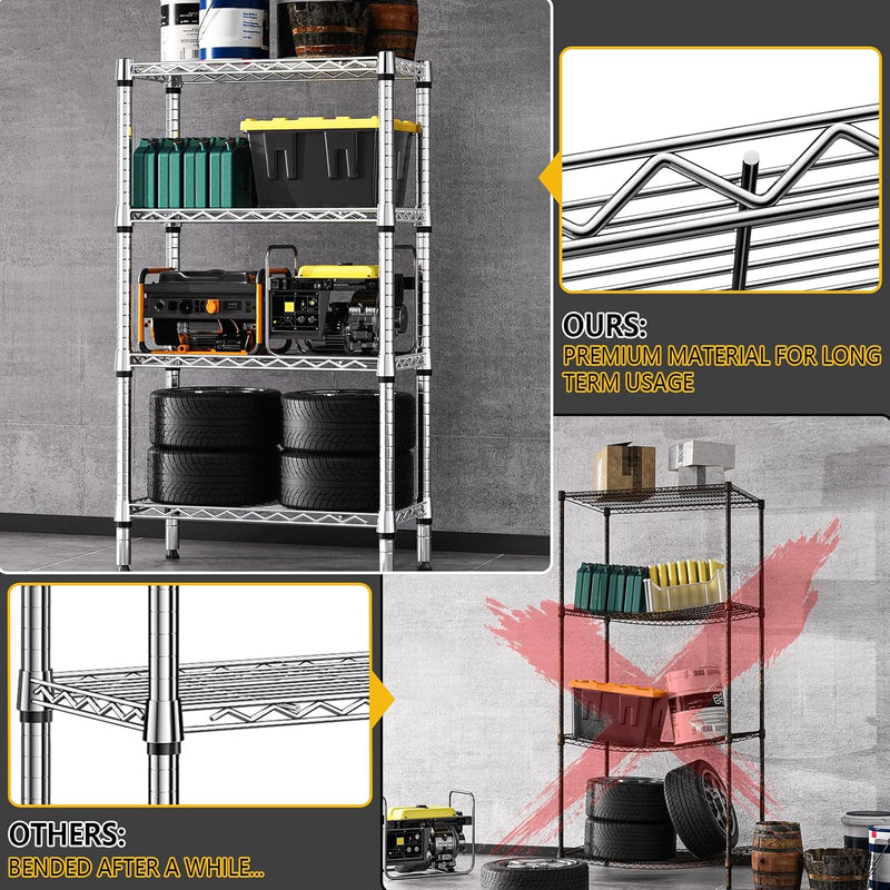 4 Tier Shelf Metal Storage Shelves Wire Rack