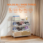 4-Tier Stainless Steel Shoe Rack