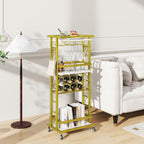 4-Tier Wine Rack with Wheels Bar Cart