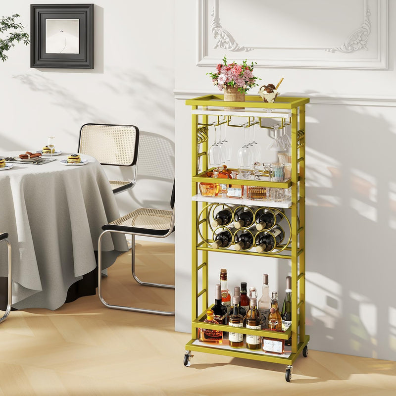 4-Tier Wine Rack with Wheels Bar Cart