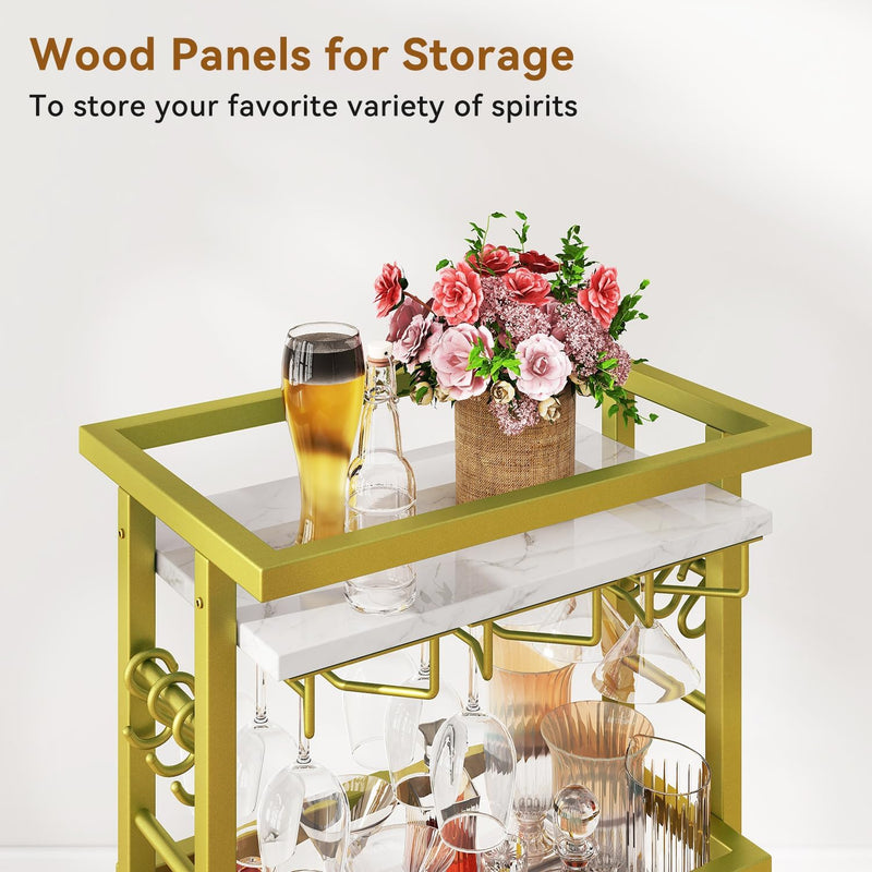 4-Tier Wine Rack with Wheels Bar Cart