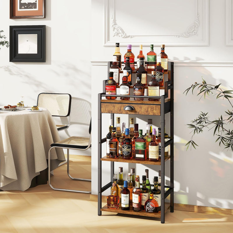 4-Tier Wine Rack with Wheels Bar Cart