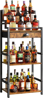 4-Tier Wine Rack with Wheels Bar Cart