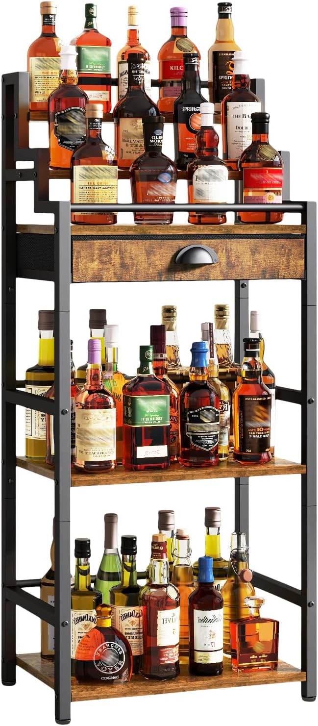 4-Tier Wine Rack with Wheels Bar Cart