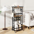 4-Tier Wine Rack with Wheels Bar Cart