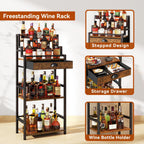 4-Tier Wine Rack with Wheels Bar Cart