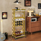 4-Tier Wine Rack with Wheels Bar Cart