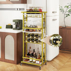 4-Tier Wine Rack with Wheels Bar Cart