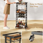 4-Tier Wine Rack with Wheels Bar Cart Car