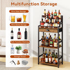 4-Tier Wine Rack with Wheels Bar Cart Car