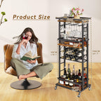 4-Tier Wine Rack with Wheels Bar Cart Car