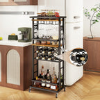 4-Tier Wine Rack with Wheels Bar Cart Car