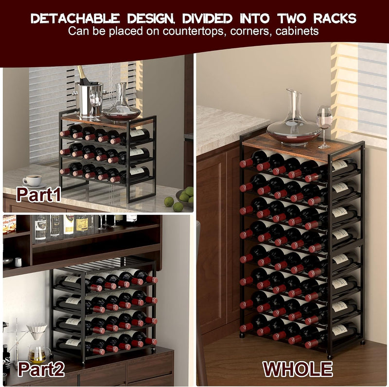 40 Bottle Wine Rack Freestanding Floor 8-Tier Storage