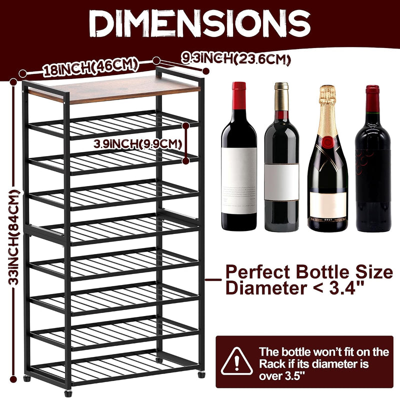40 Bottle Wine Rack Freestanding Floor 8-Tier Storage