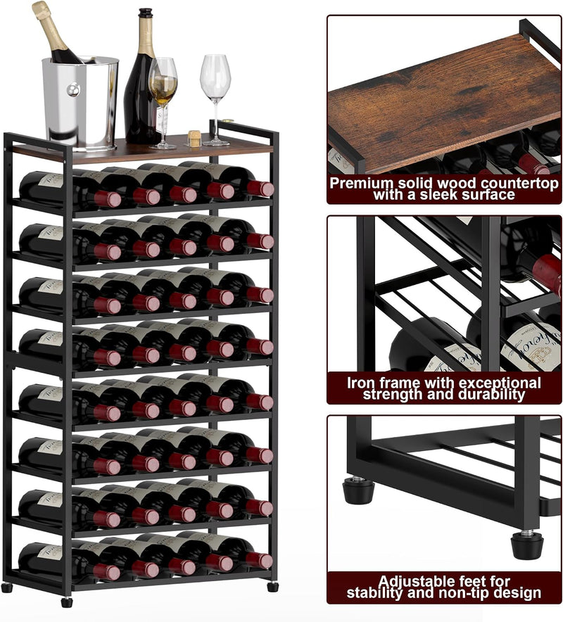 40 Bottle Wine Rack Freestanding Floor 8-Tier Storage