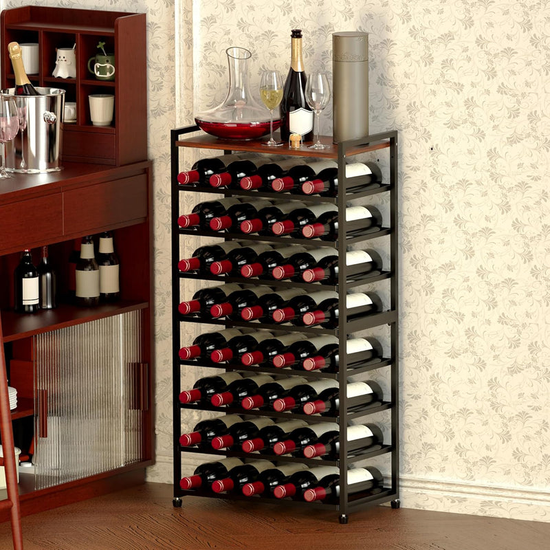 40 Bottle Wine Rack Freestanding Floor 8-Tier Storage