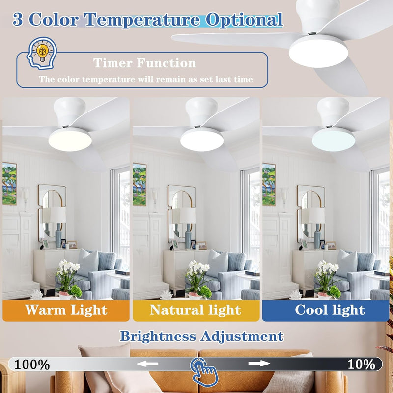 40" Ceiling Fans with Lights and Remote 6