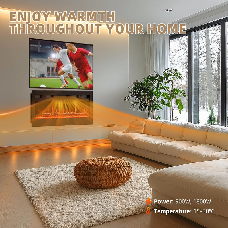 40" Electric Fireplace Adjustable 12 Colour Flame