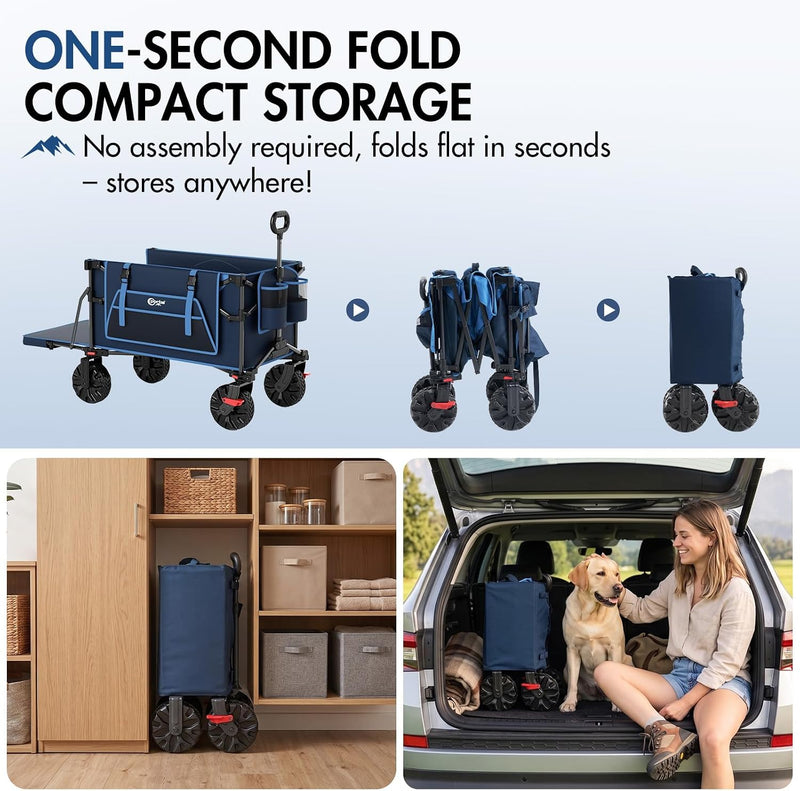 400L Beach Trolley Cart for Sand with Drop-Down