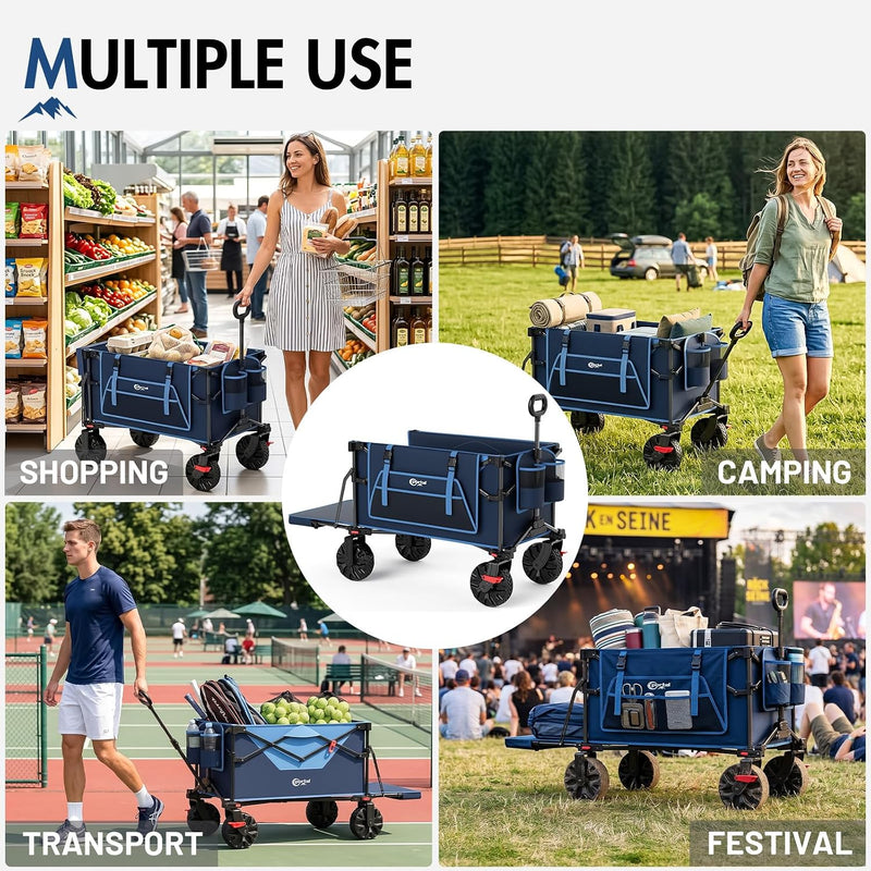 400L Beach Trolley Cart for Sand with Drop-Down
